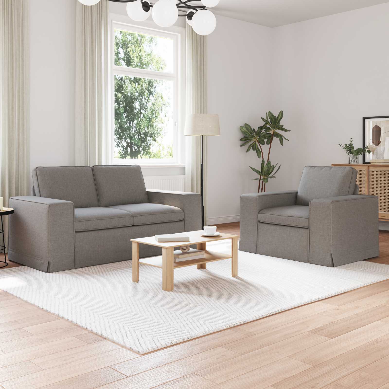 vidaXL Zestaw Sof 2 pcs Ciemnoszary 162 x 80 x 82 cm tkanina