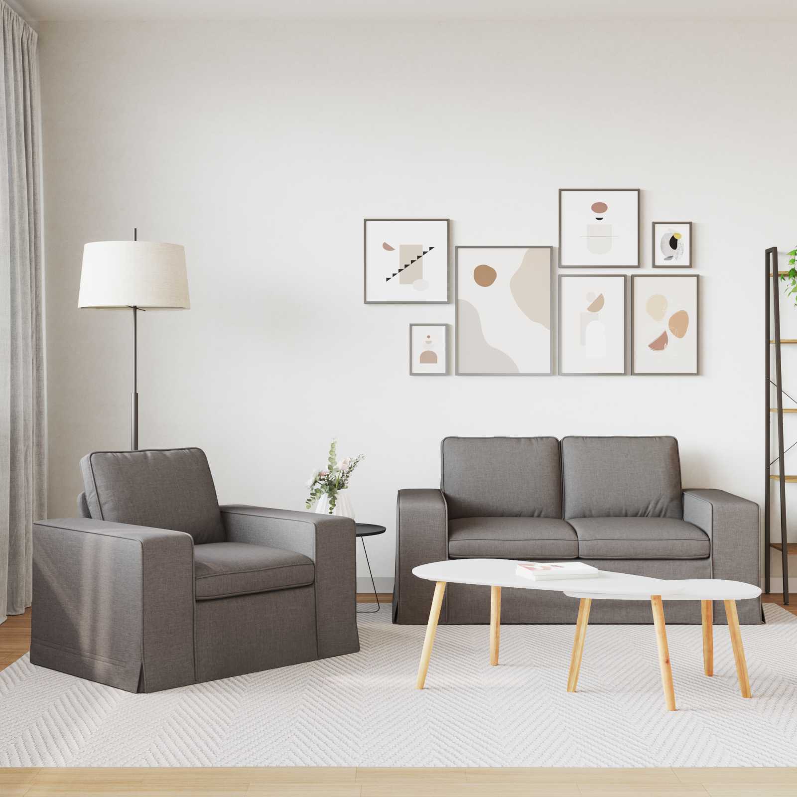 vidaXL Zestaw Sof 2 pcs Ciemnoszary 162 x 80 x 82 cm tkanina