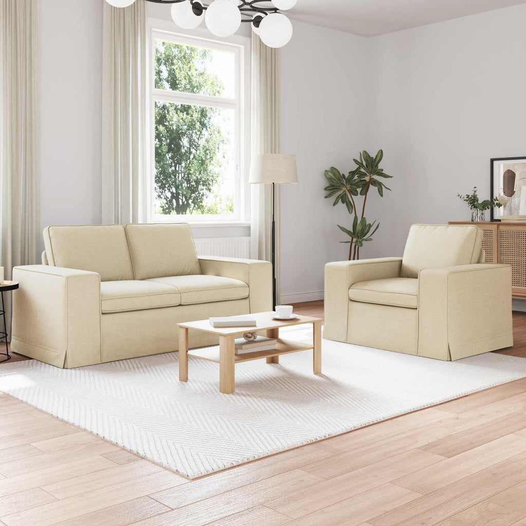 vidaXL Zestaw Sof 2 pcs Kremowy 162 x 80 x 82 cm tkanina