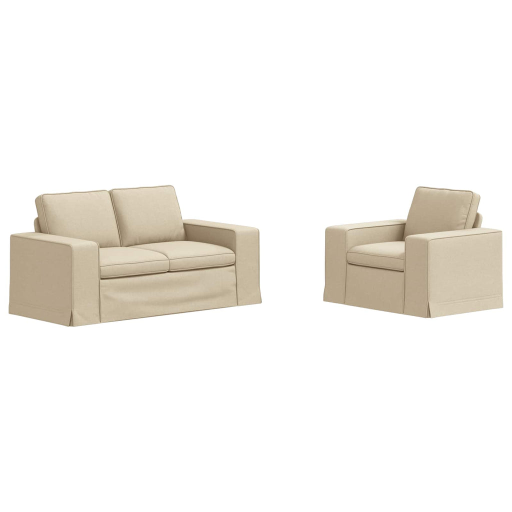 vidaXL Zestaw Sof 2 pcs Kremowy 162 x 80 x 82 cm tkanina