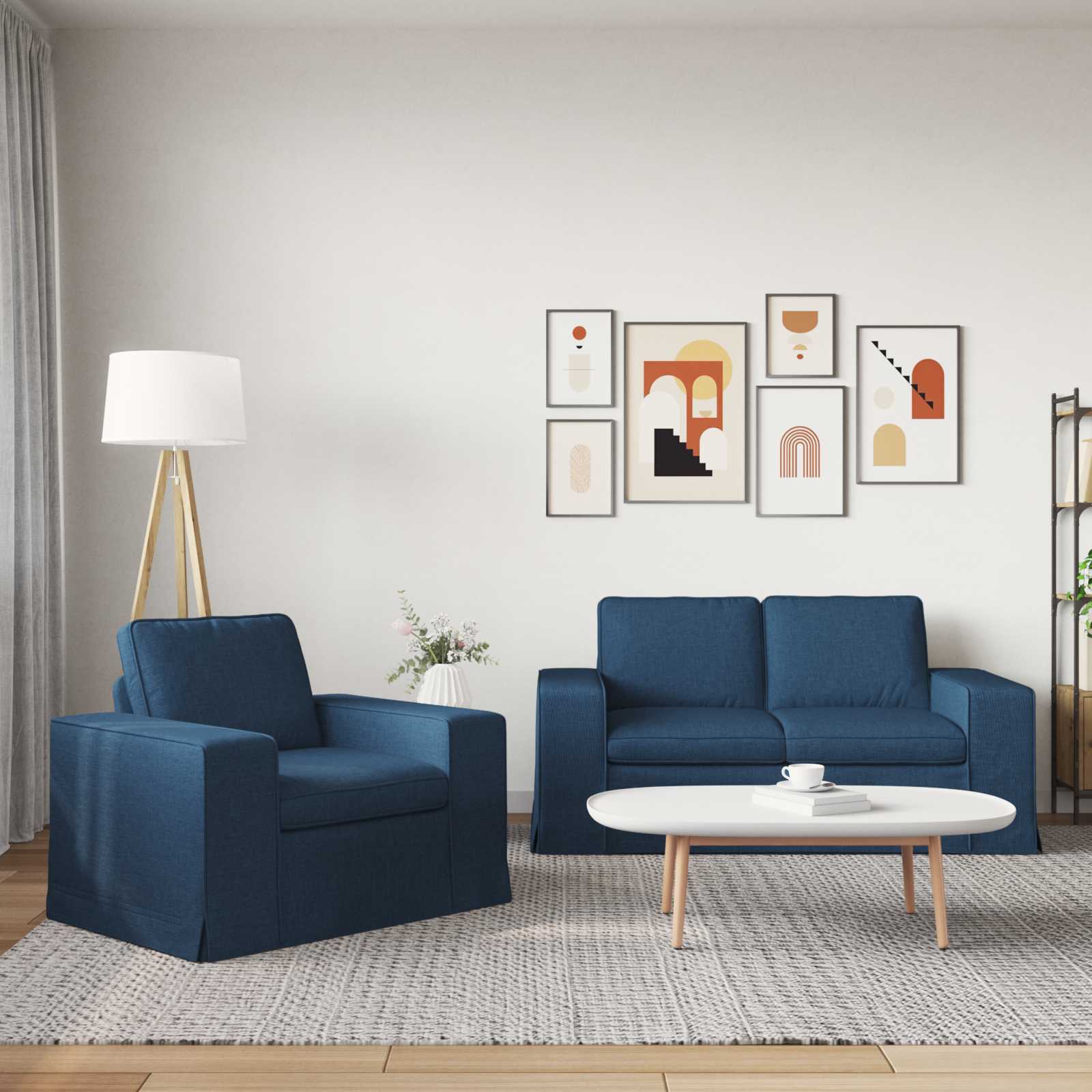 vidaXL Zestaw Sof 2 pcs Niebieski 162 x 80 x 82 cm tkanina