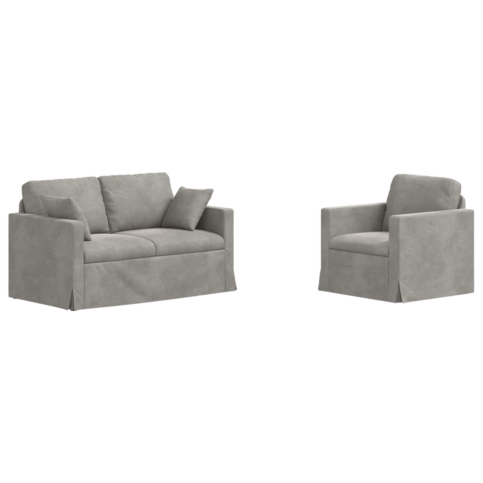 vidaXL Zestaw Sof 2 pcs Jasnoszary 138 x 78 x 80 cm Aksamit