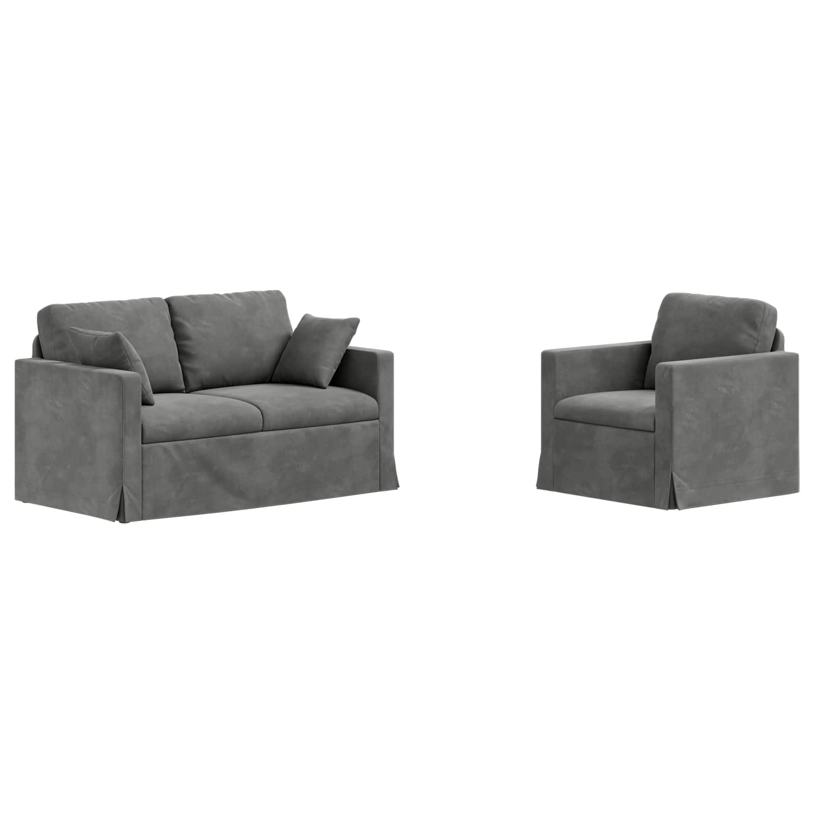 vidaXL Zestaw Sof 2 pcs Ciemnoszary 138 x 78 x 80 cm Aksamit