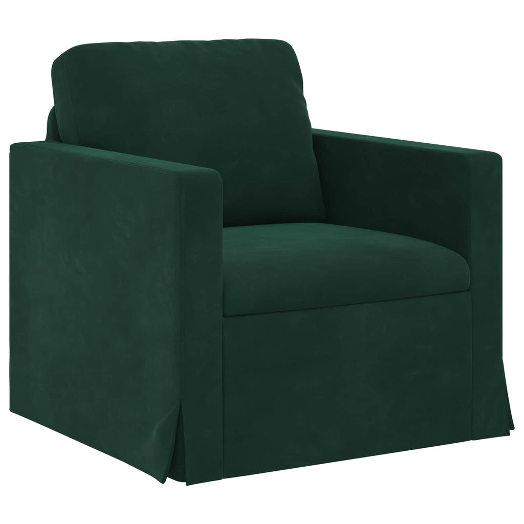vidaXL Zestaw Sof 2 pcs Ciemna zieleń 138 x 78 x 80 cm Aksamit