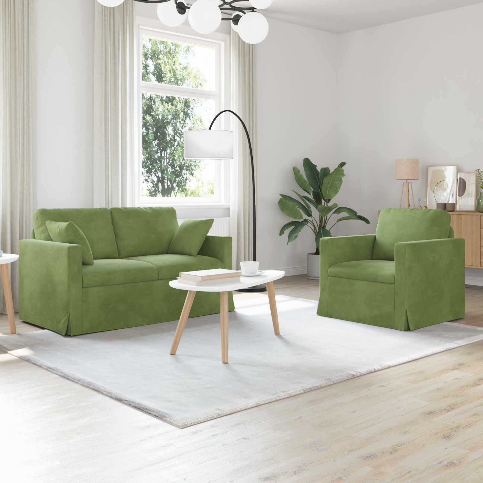 vidaXL Zestaw Sof 2 pcs Jasnozielony 138 x 78 x 80 cm Aksamit