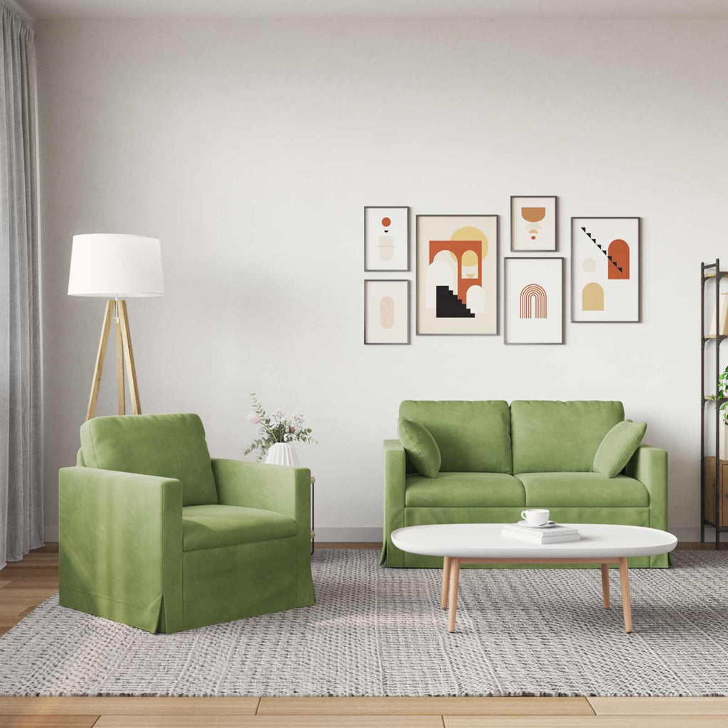 vidaXL Zestaw Sof 2 pcs Jasnozielony 138 x 78 x 80 cm Aksamit