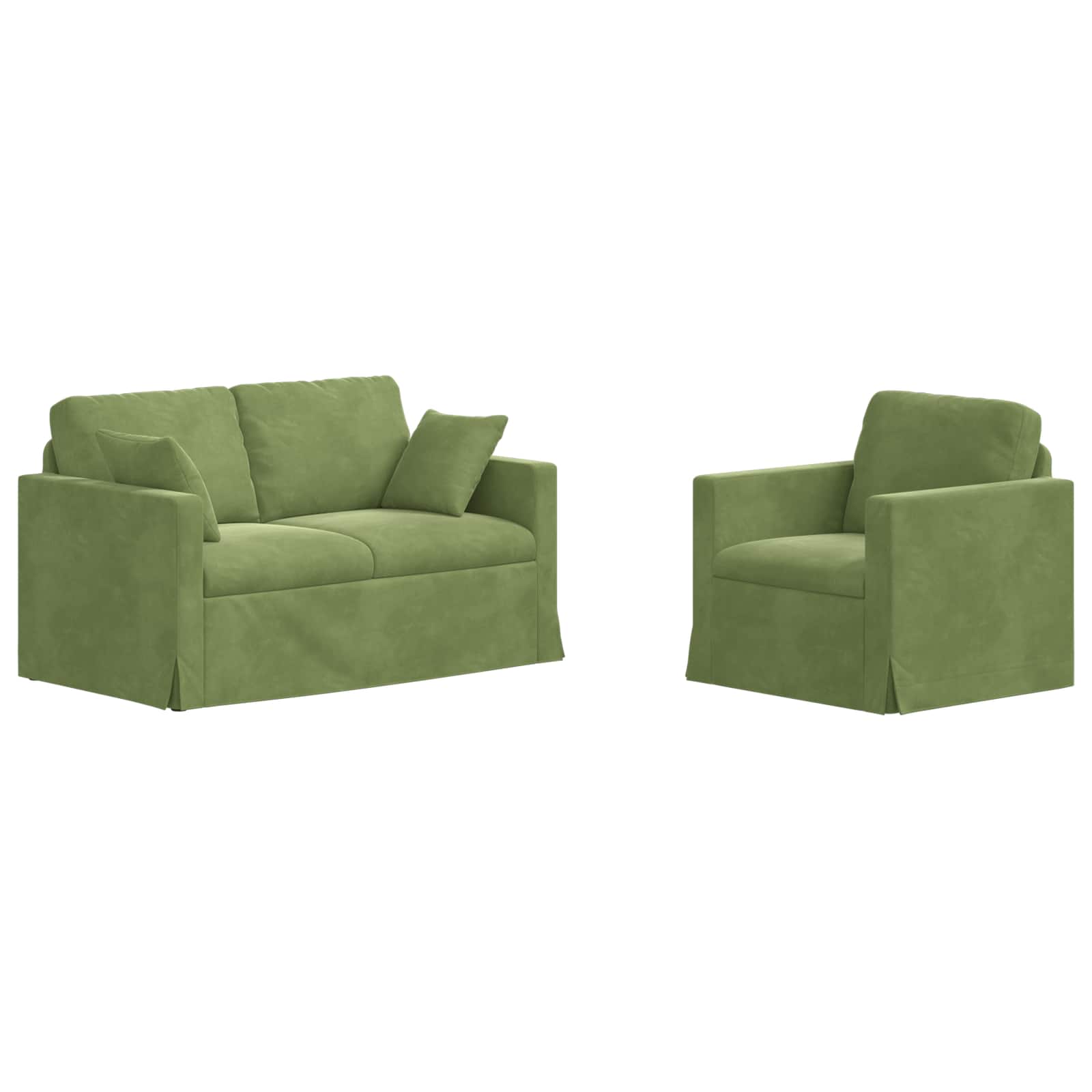 vidaXL Zestaw Sof 2 pcs Jasnozielony 138 x 78 x 80 cm Aksamit