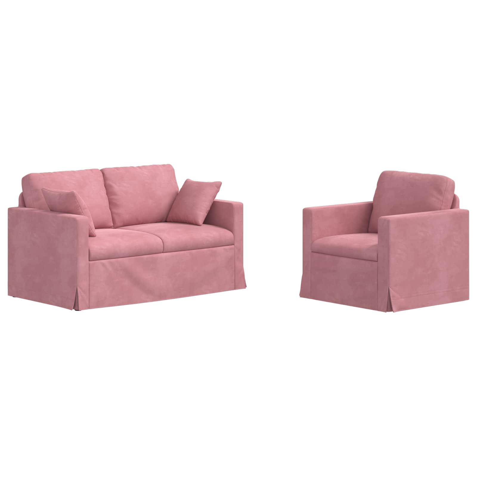 vidaXL Zestaw Sof 2 pcs Różowy 138 x 78 x 80 cm Aksamit