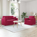 vidaXL Zestaw Sof 2 pcs Czerwone wino 138 x 78 x 80 cm Aksamit