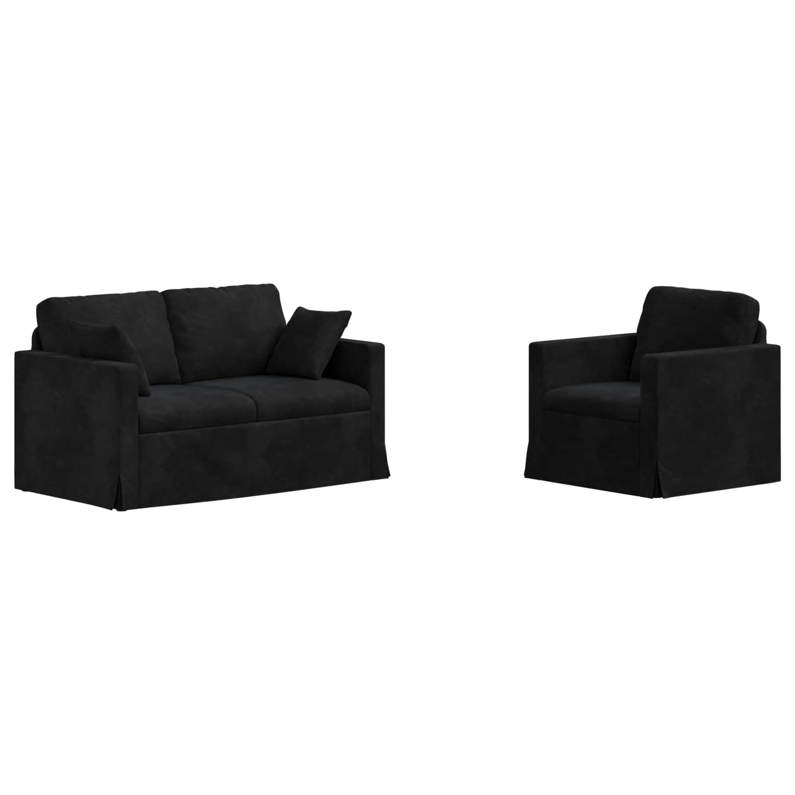 vidaXL Zestaw Sof 2 pcs Czarny 138 x 78 x 80 cm Aksamit