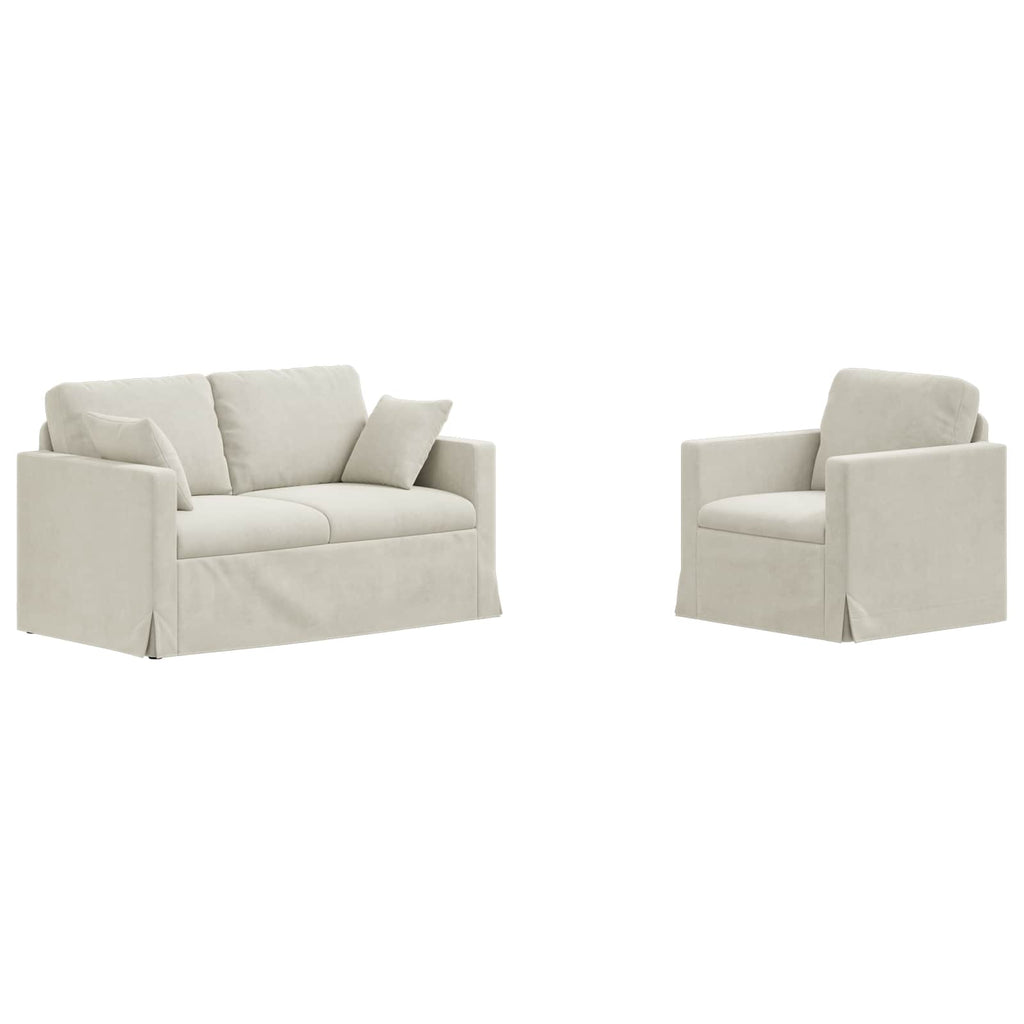 vidaXL Zestaw Sof 2 pcs Kremowy 138 x 78 x 80 cm Aksamit
