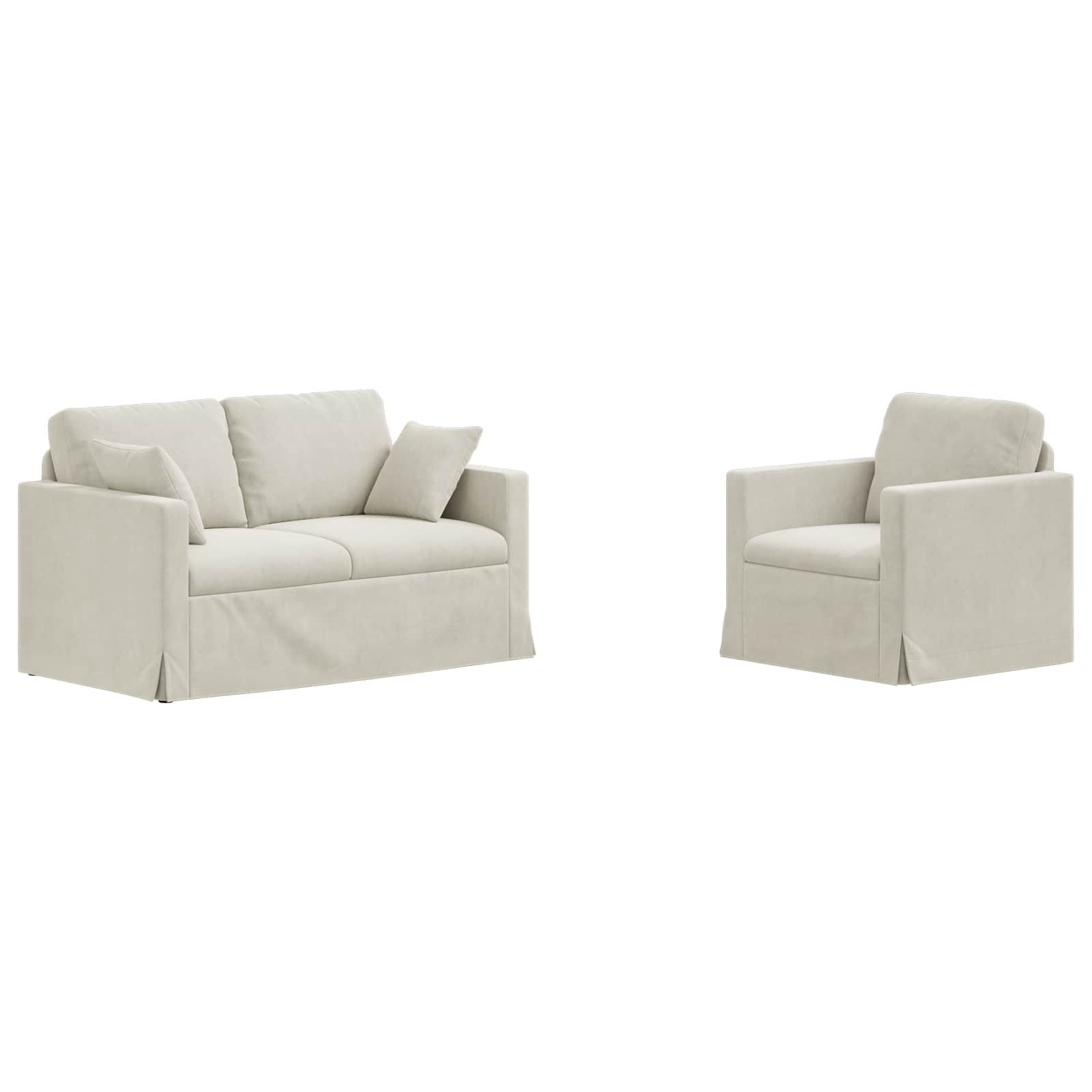 vidaXL Zestaw Sof 2 pcs Kremowy 138 x 78 x 80 cm Aksamit