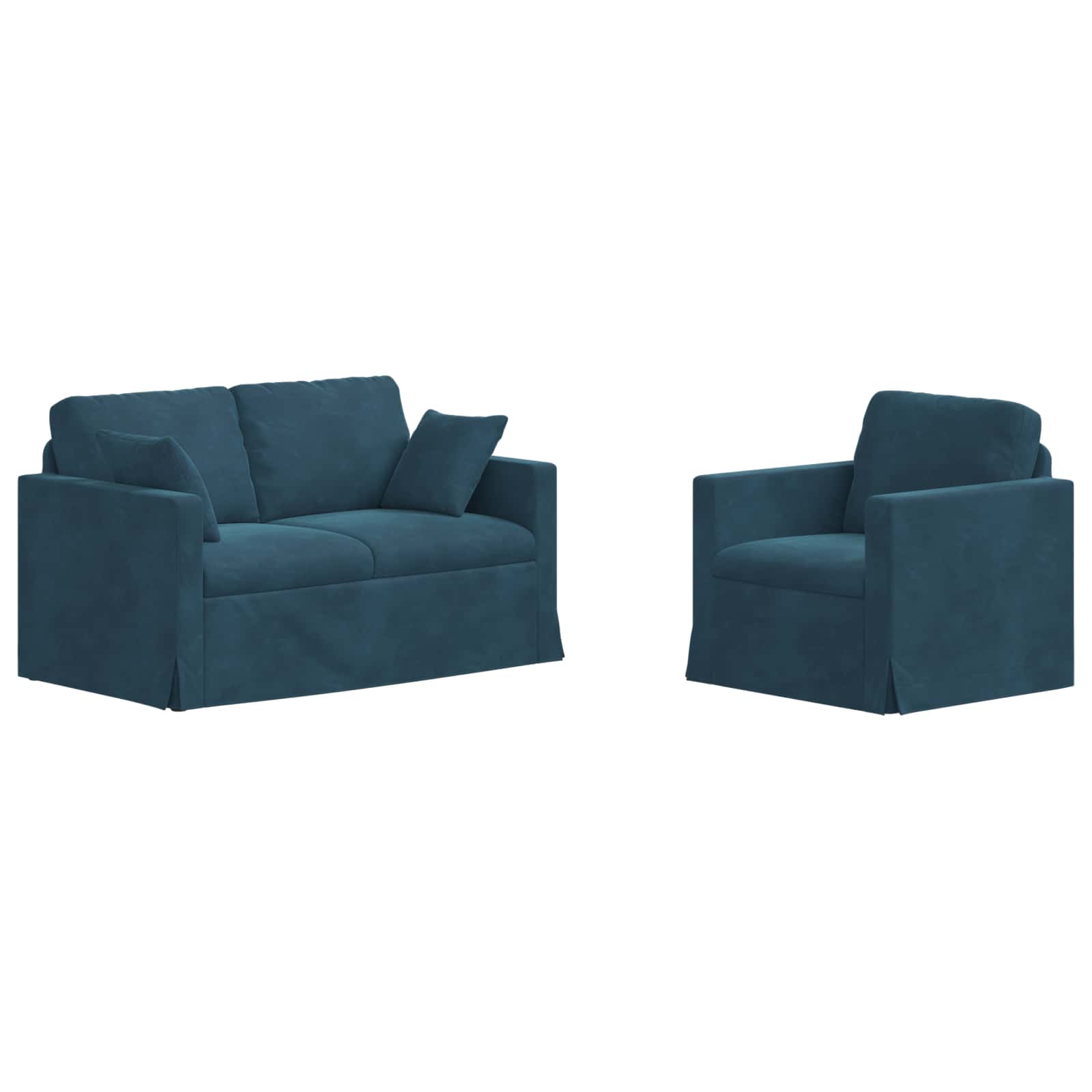 vidaXL Zestaw Sof 2 pcs Niebieski 138 x 78 x 80 cm Aksamit