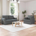 vidaXL Zestaw Sof 2 pcs Ciemnoszary 144 x 80 x 85 cm tkanina