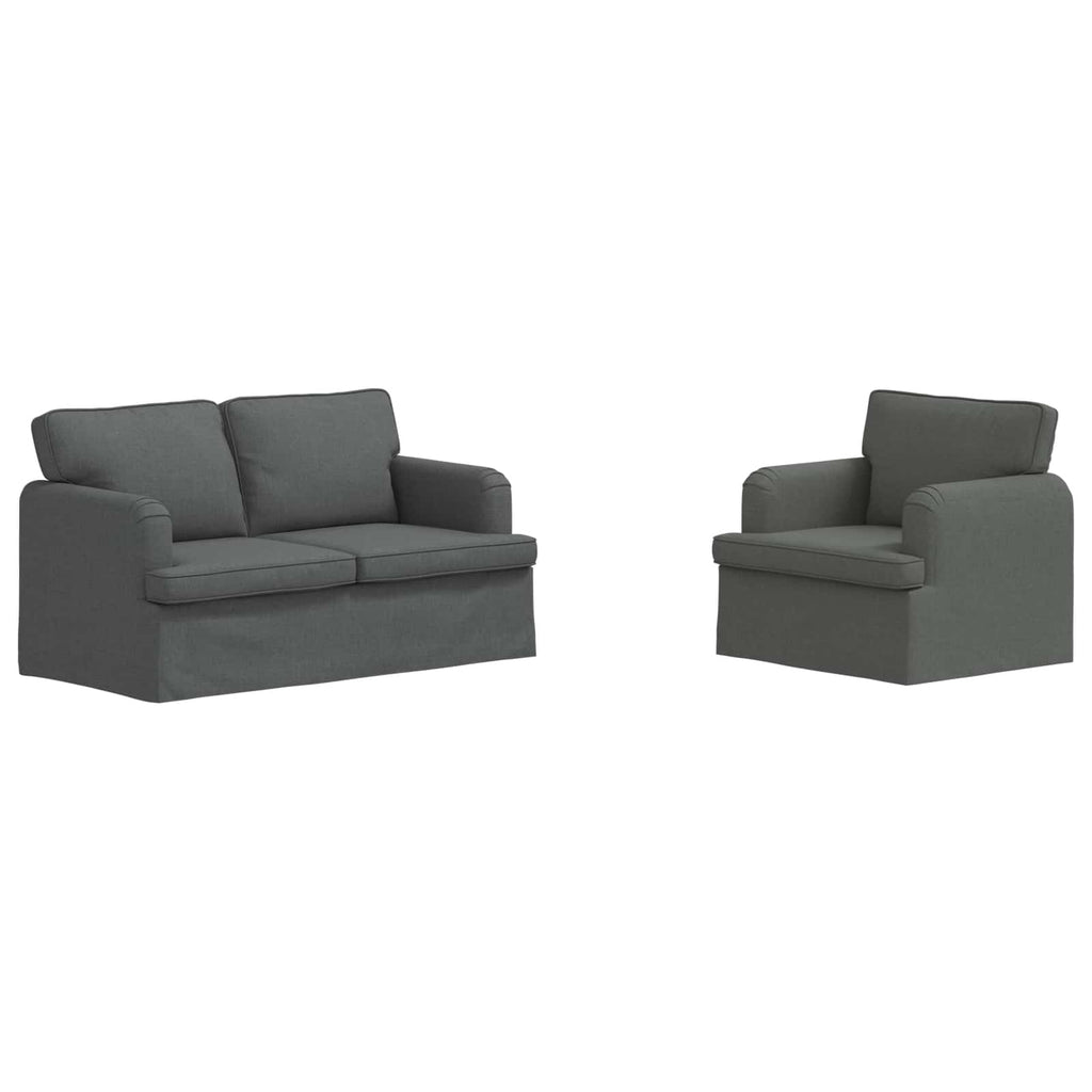 vidaXL Zestaw Sof 2 pcs Ciemnoszary 144 x 80 x 85 cm tkanina