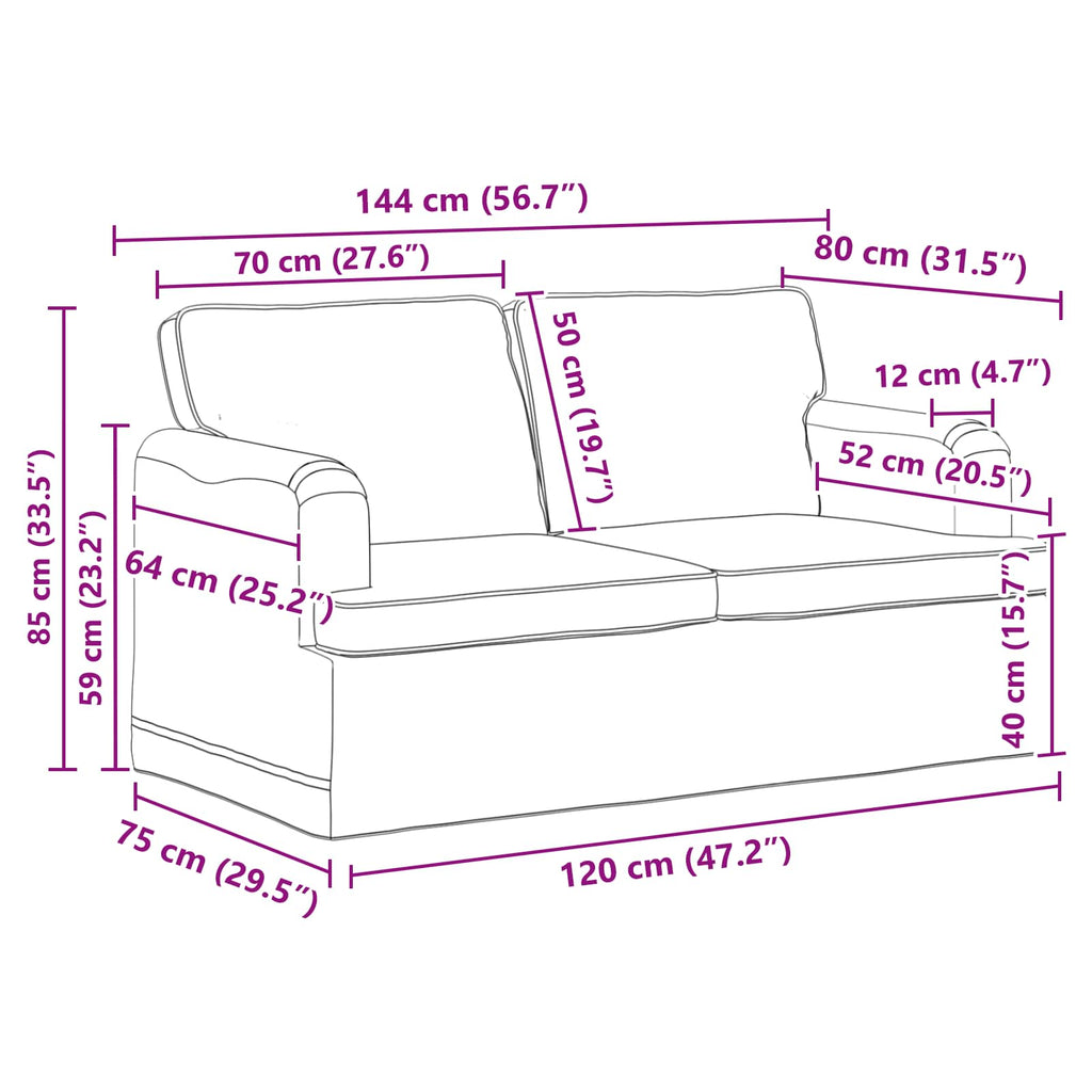 vidaXL Zestaw Sof 2 pcs Ciemnoszary 144 x 80 x 85 cm tkanina