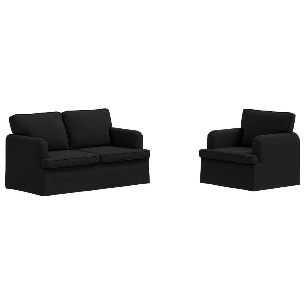 vidaXL Zestaw Sof 2 pcs Czarny 144 x 80 x 85 cm tkanina