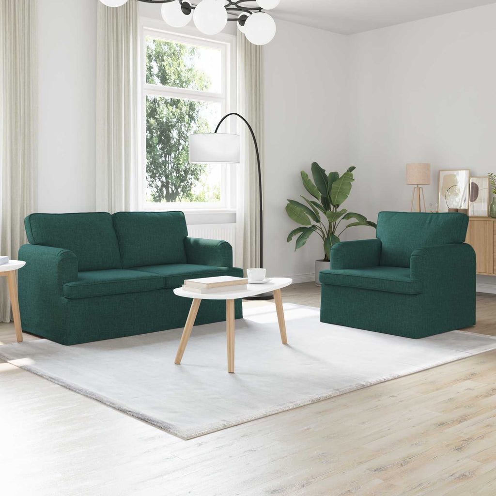 vidaXL Zestaw Sof 2 pcs Ciemna zieleń 144 x 80 x 85 cm tkanina