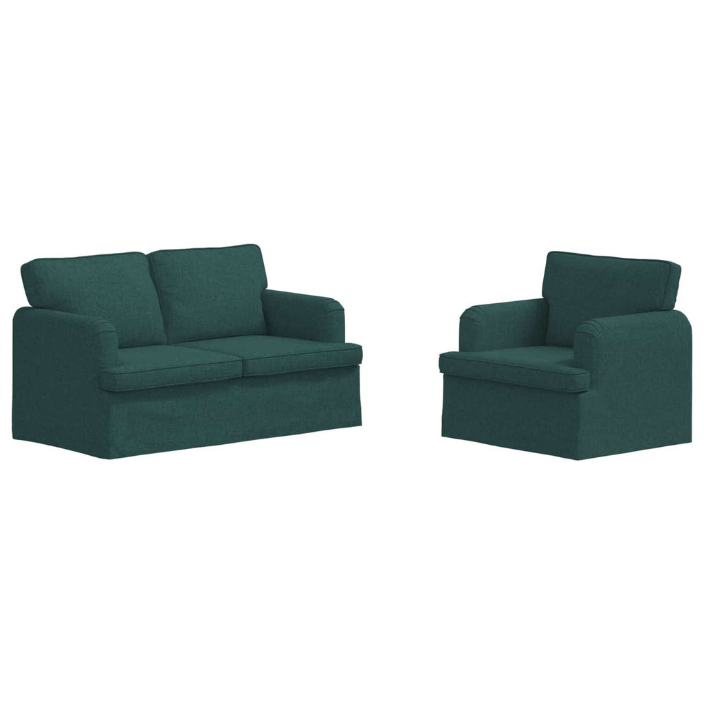 vidaXL Zestaw Sof 2 pcs Ciemna zieleń 144 x 80 x 85 cm tkanina