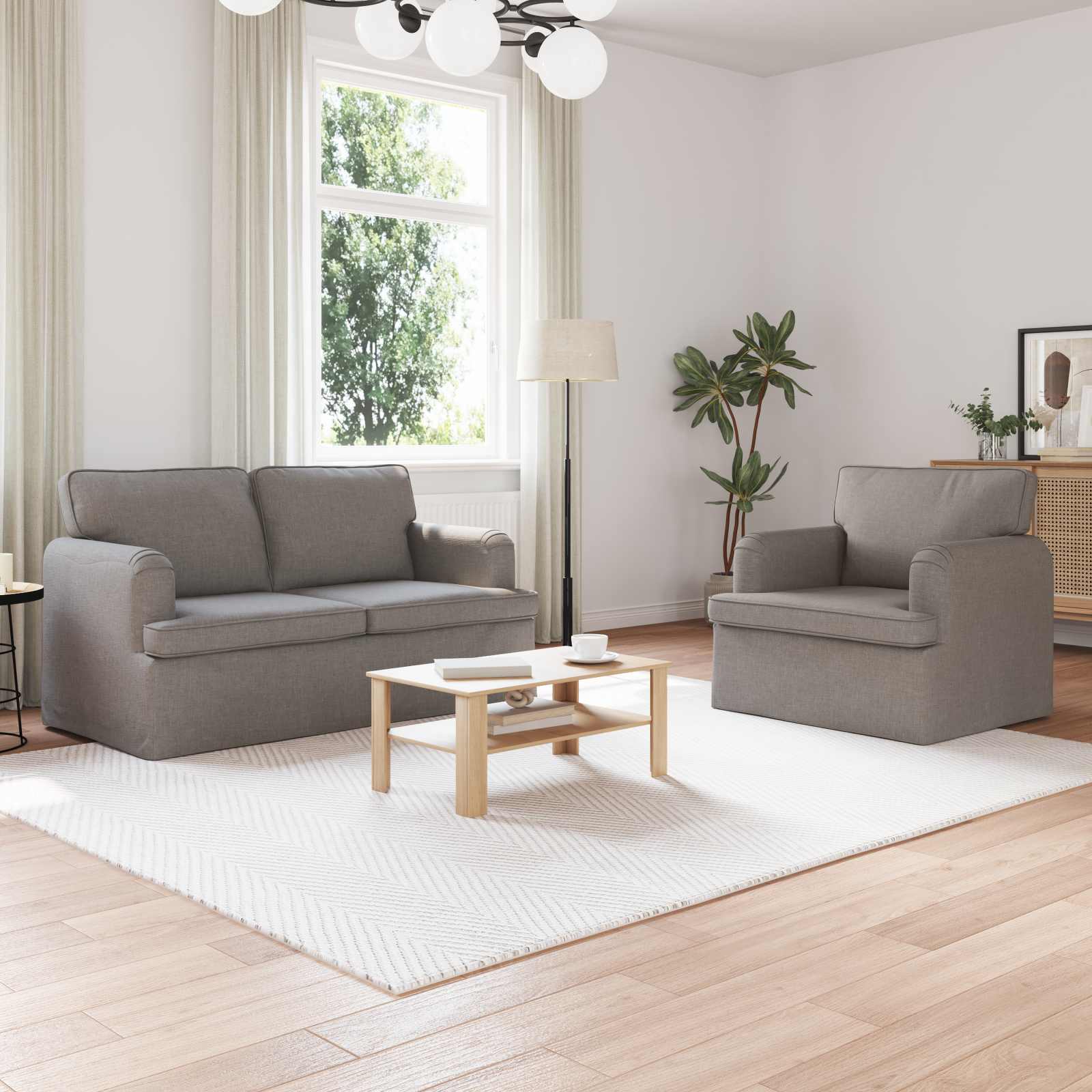 vidaXL Zestaw Sof 2 pcs Ciemnoszary 144 x 80 x 85 cm tkanina
