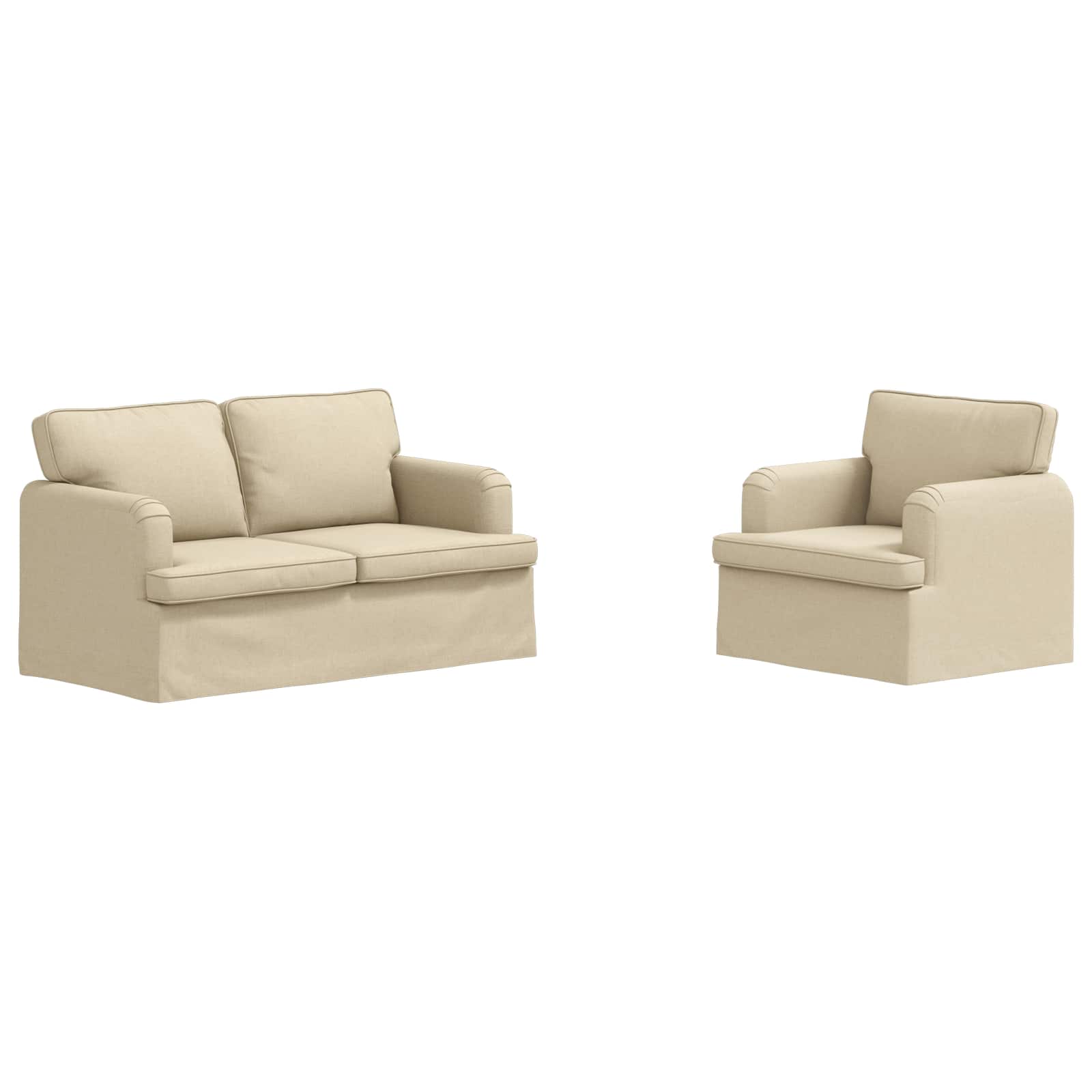 vidaXL Zestaw Sof 2 pcs Kremowy 144 x 80 x 85 cm tkanina