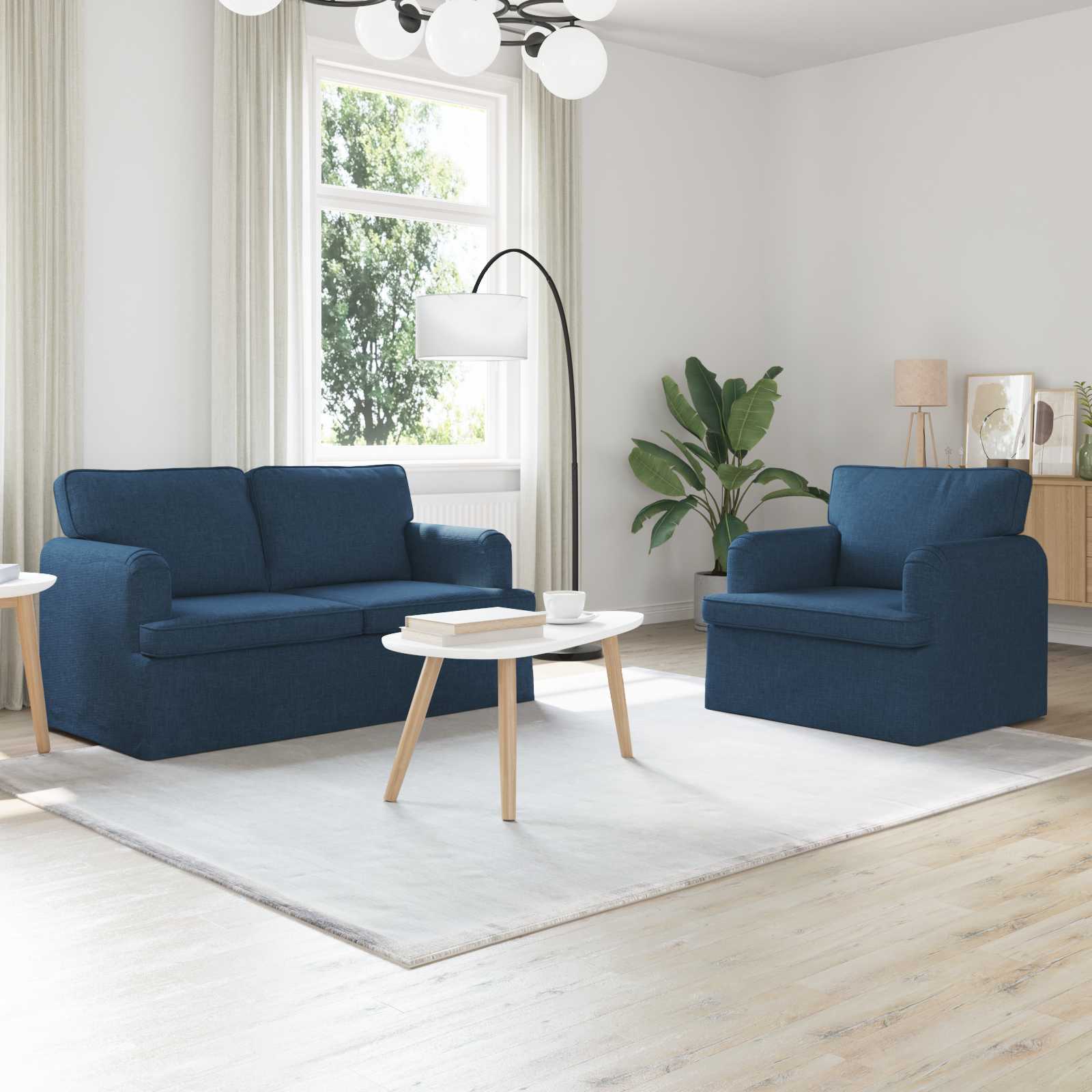 vidaXL Zestaw Sof 2 pcs Niebieski 144 x 80 x 85 cm tkanina
