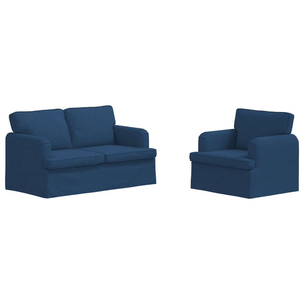 vidaXL Zestaw Sof 2 pcs Niebieski 144 x 80 x 85 cm tkanina
