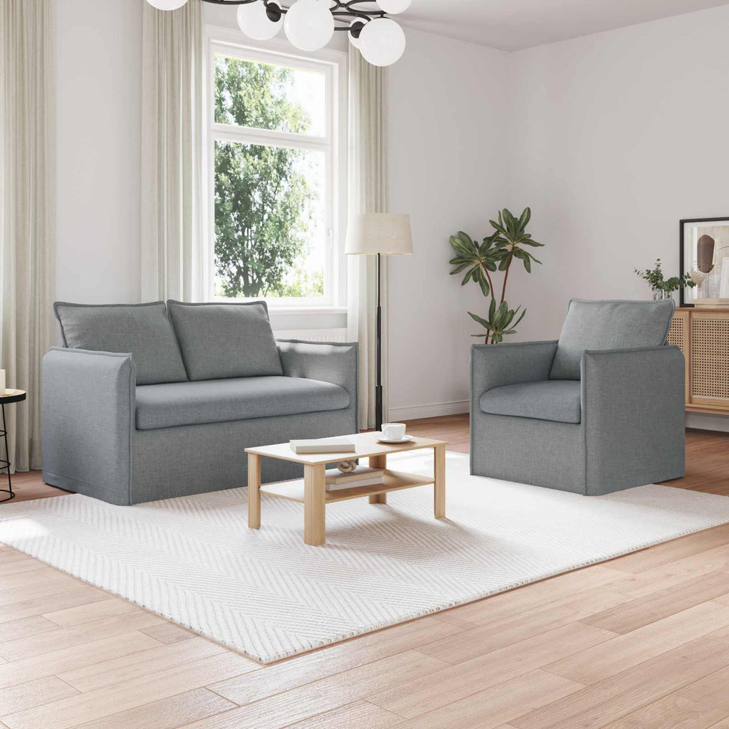 vidaXL Zestaw Sof 2 pcs jasnoszary 136 x 82 x 85 cm tkanina