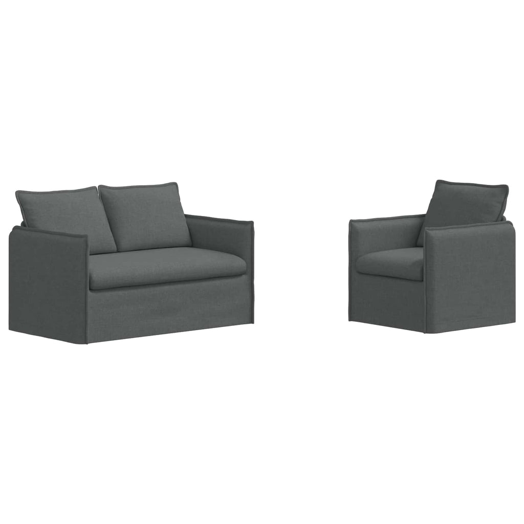 vidaXL Zestaw Sof 2 pcs ciemnoszary 136 x 82 x 85 cm tkanina