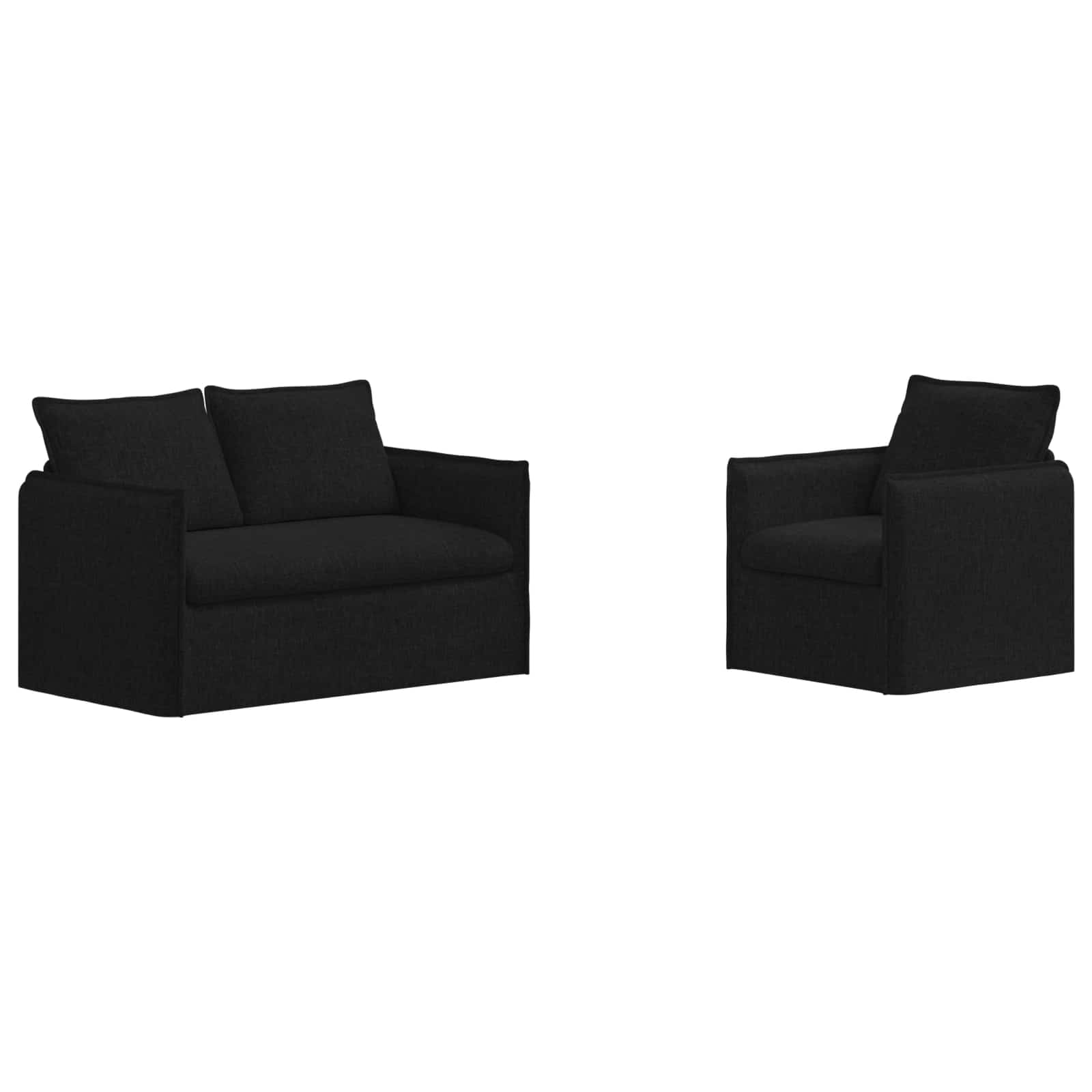 vidaXL Zestaw Sof 2 pcs Czarny 136 x 82 x 85 cm tkanina