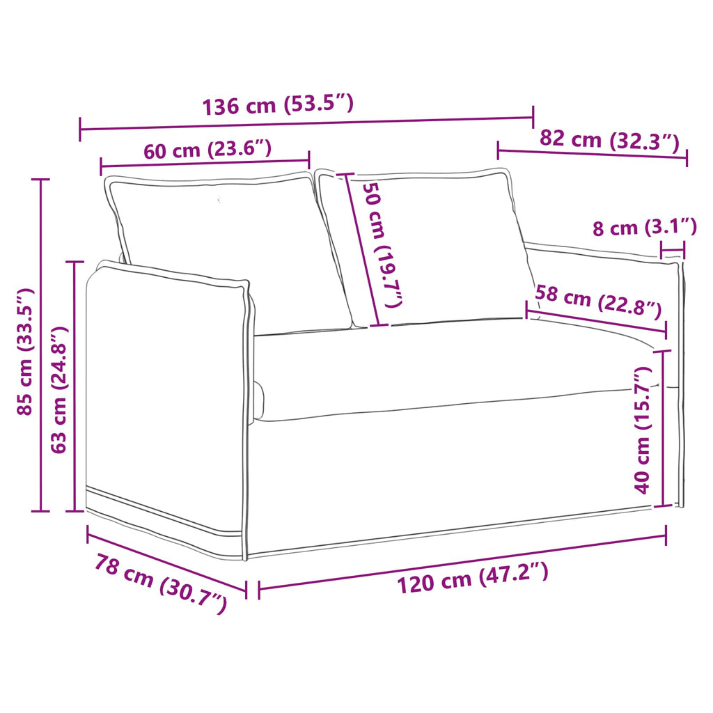 vidaXL Zestaw Sof 2 pcs Czarny 136 x 82 x 85 cm tkanina