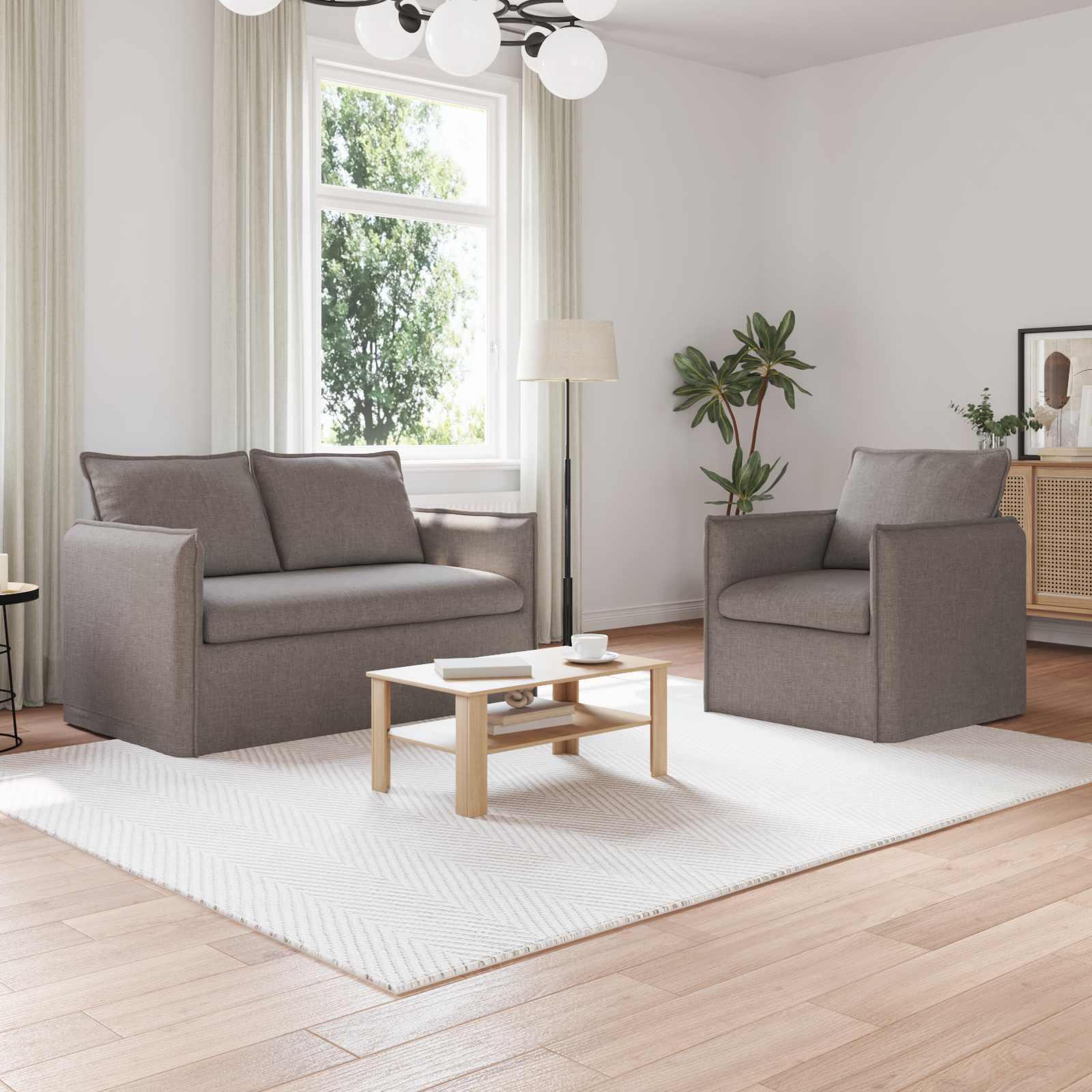 vidaXL Zestaw Sof 2 pcs Ciemnoszary 136 x 82 x 85 cm tkanina