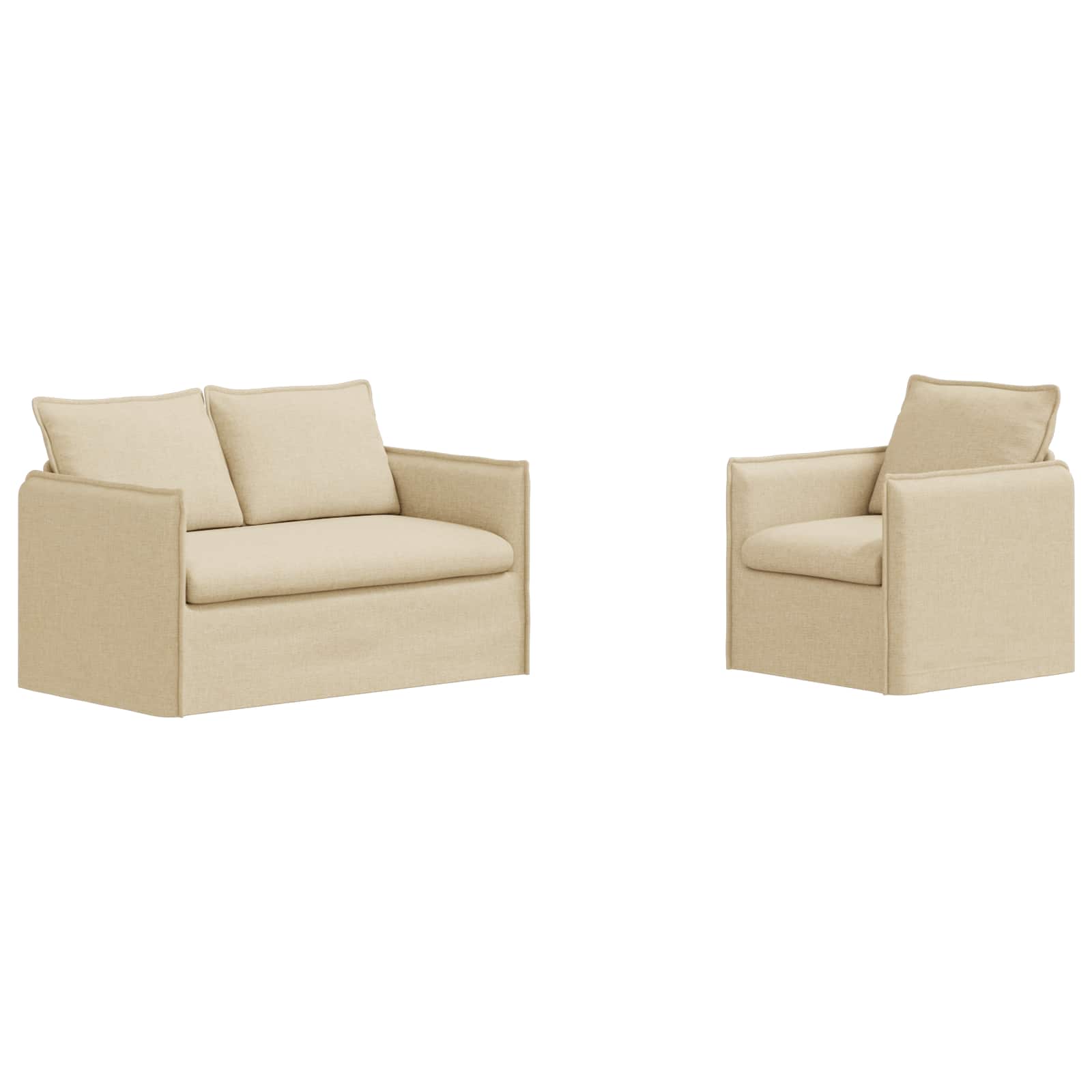 vidaXL Zestaw Sof 2 pcs kremowy 136 x 82 x 85 cm tkanina