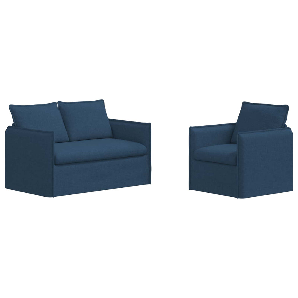 vidaXL Zestaw Sof 2 pcs niebieski 136 x 82 x 85 cm tkanina