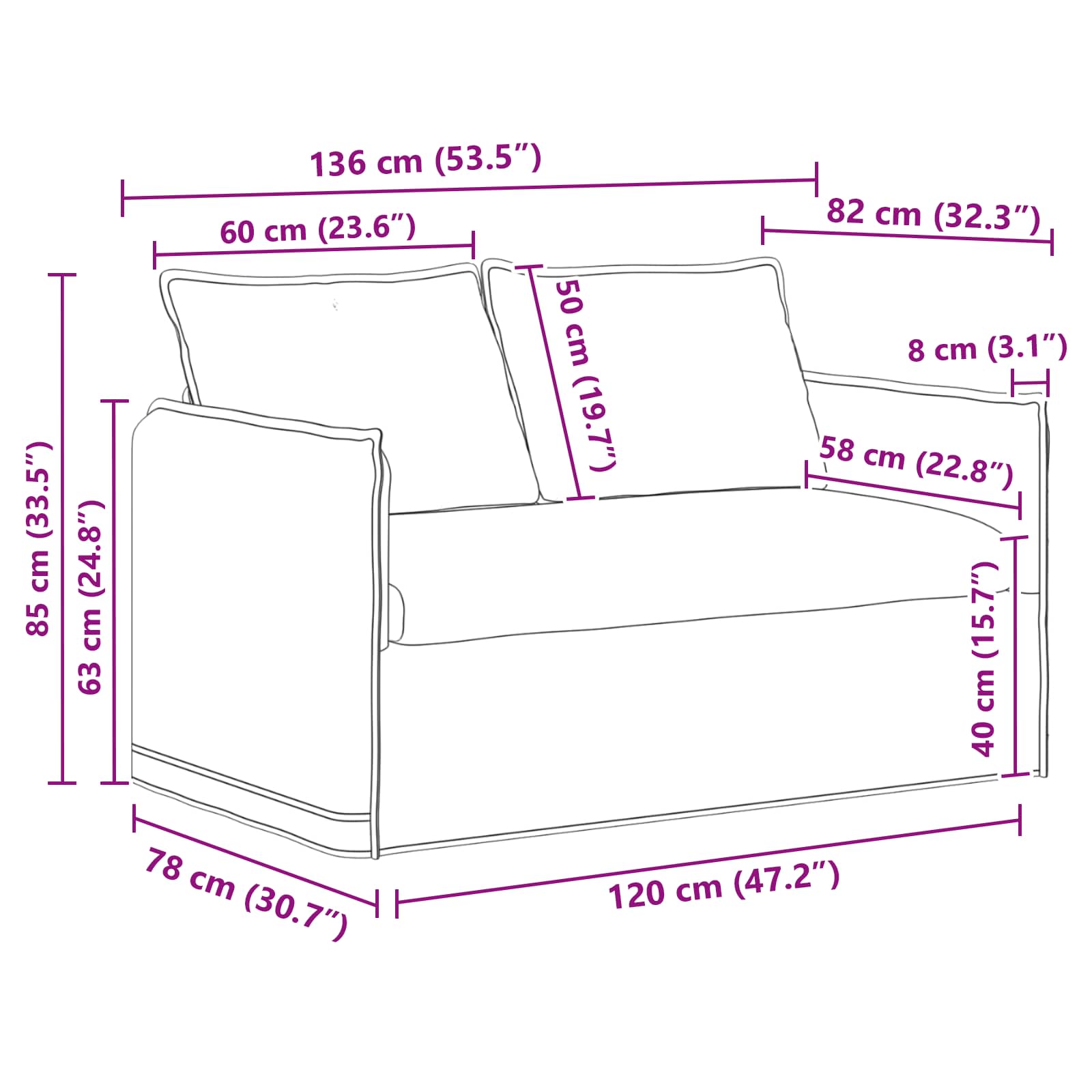 vidaXL Zestaw Sof 2 pcs niebieski 136 x 82 x 85 cm tkanina