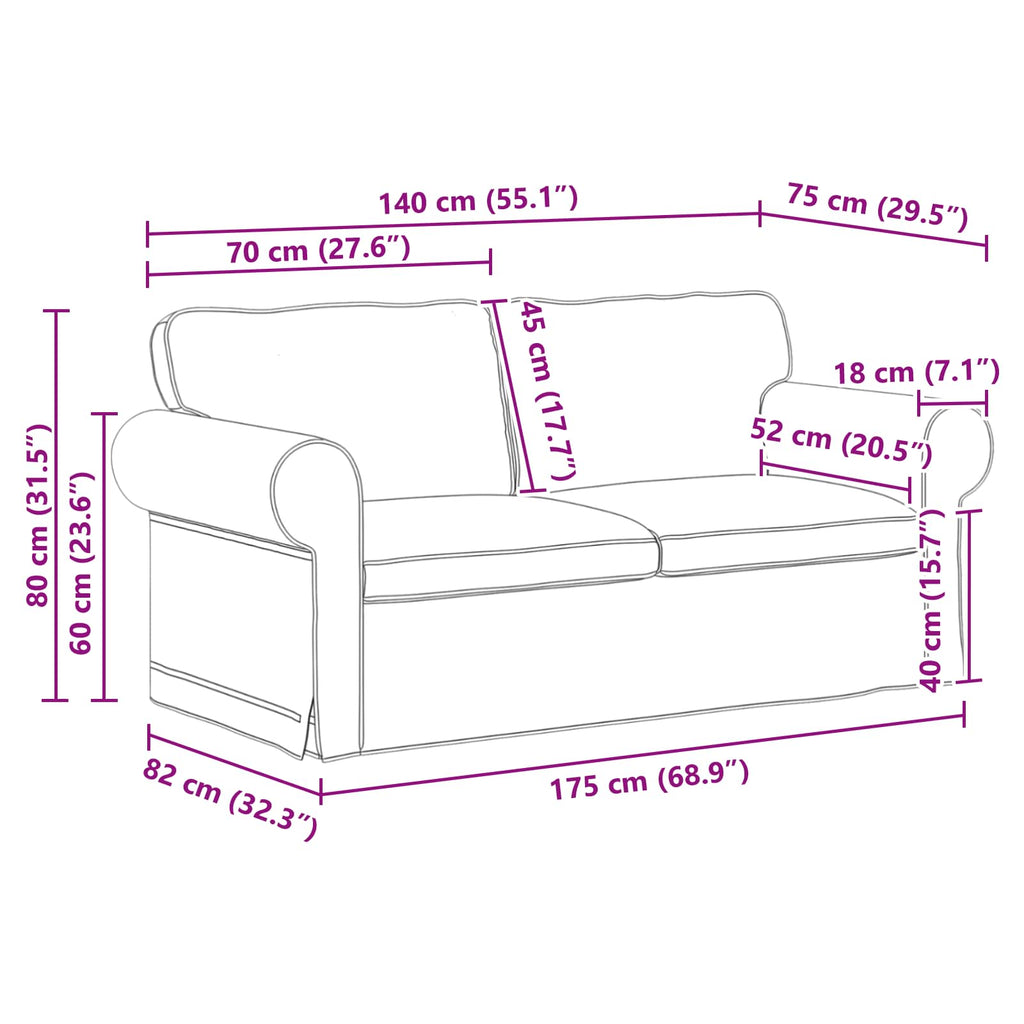 vidaXL Zestaw Sof 2 pcs Jasnoszary 175 x 82 x 80 cm tkanina