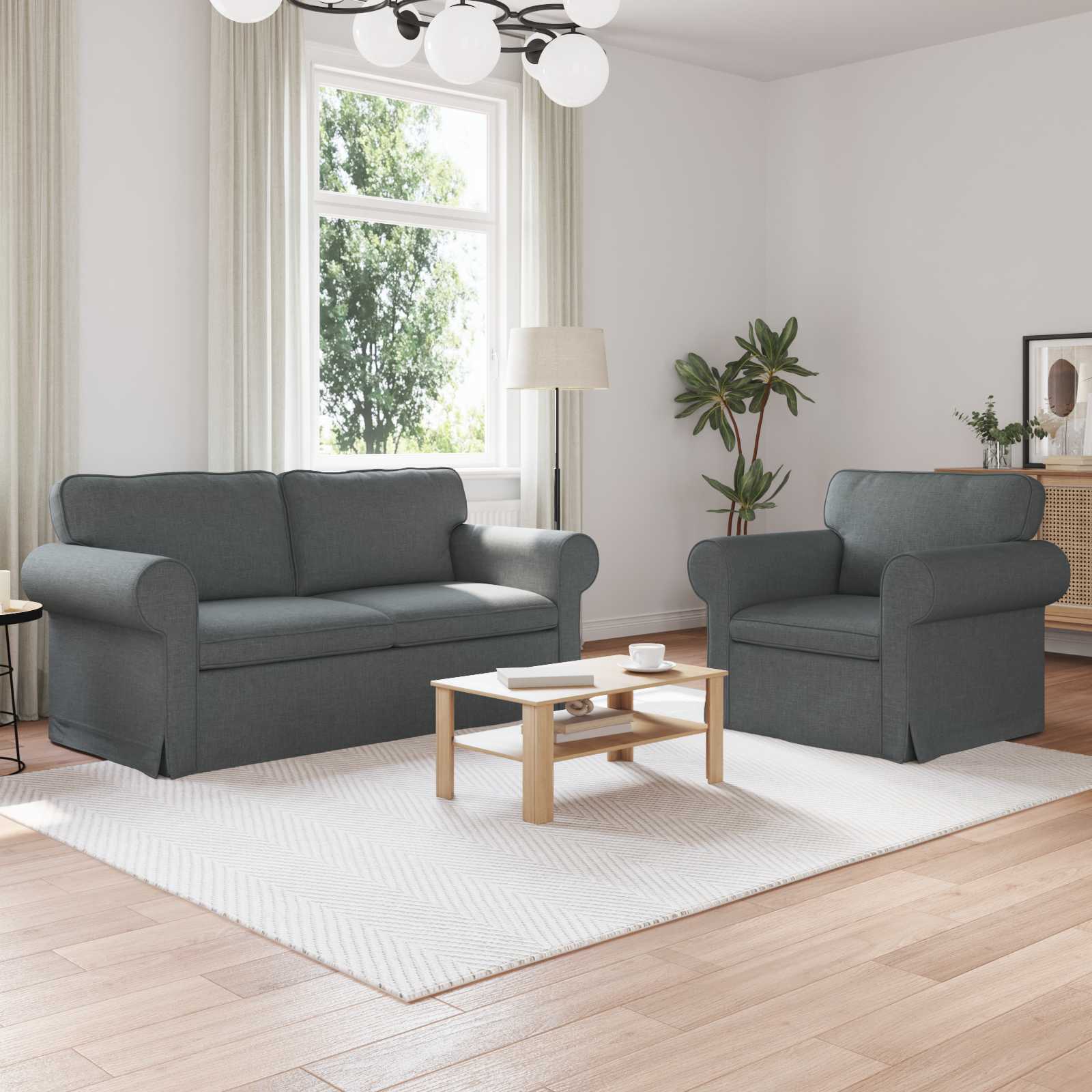 vidaXL Zestaw Sof 2 pcs Ciemnoszary 175 x 82 x 80 cm tkanina