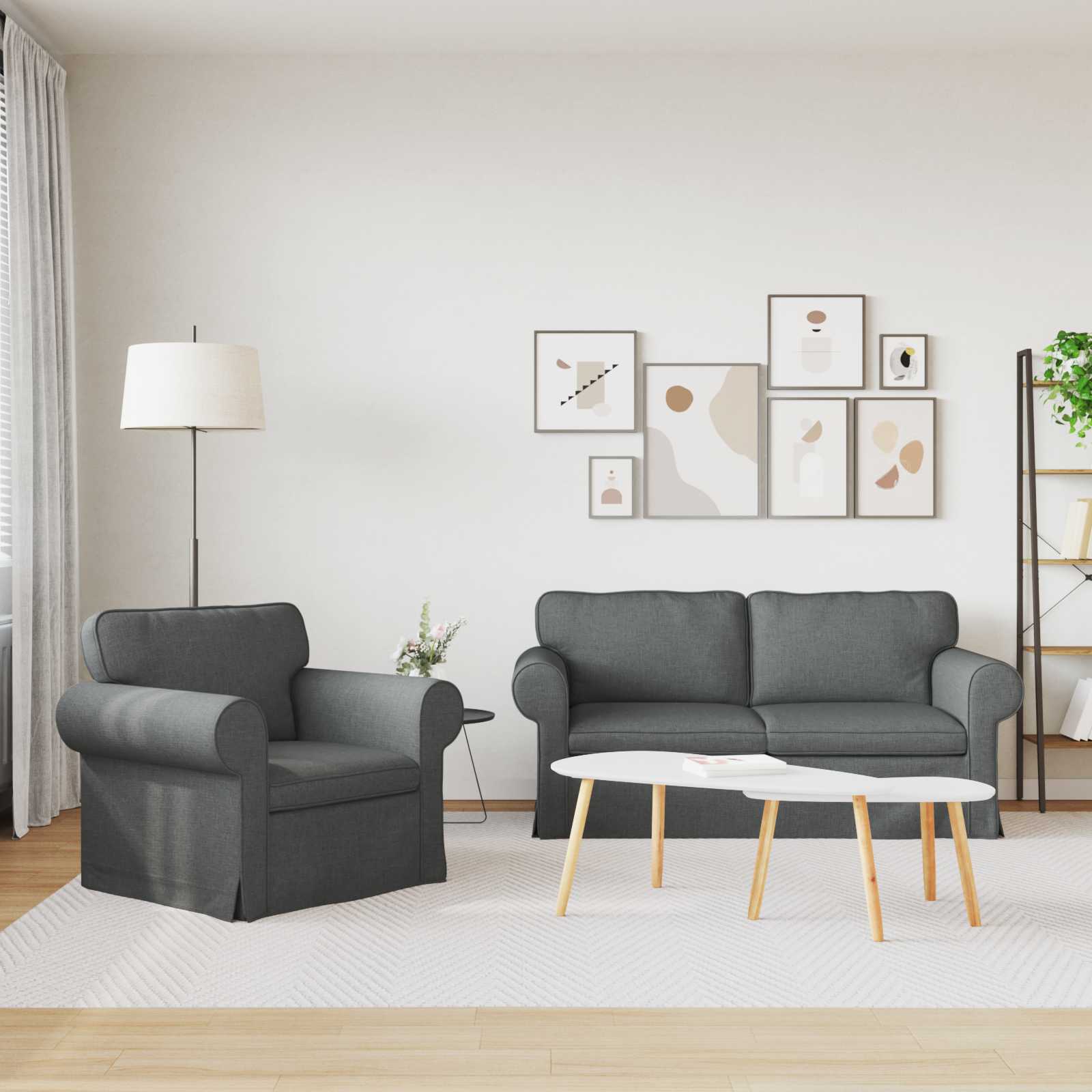 vidaXL Zestaw Sof 2 pcs Ciemnoszary 175 x 82 x 80 cm tkanina