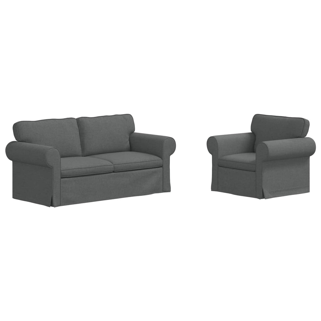 vidaXL Zestaw Sof 2 pcs Ciemnoszary 175 x 82 x 80 cm tkanina