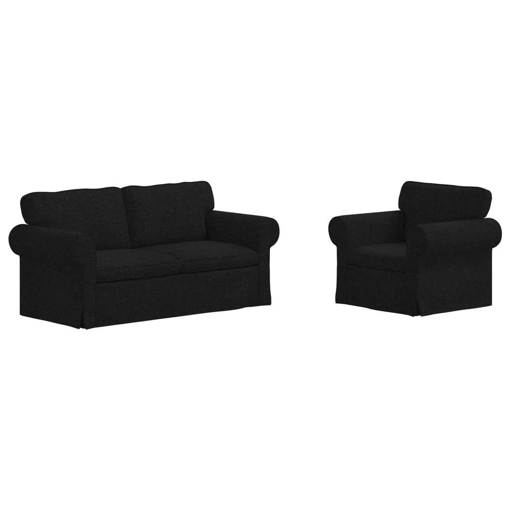 vidaXL Zestaw Sof 2 pcs Czarny 175 x 82 x 80 cm tkanina
