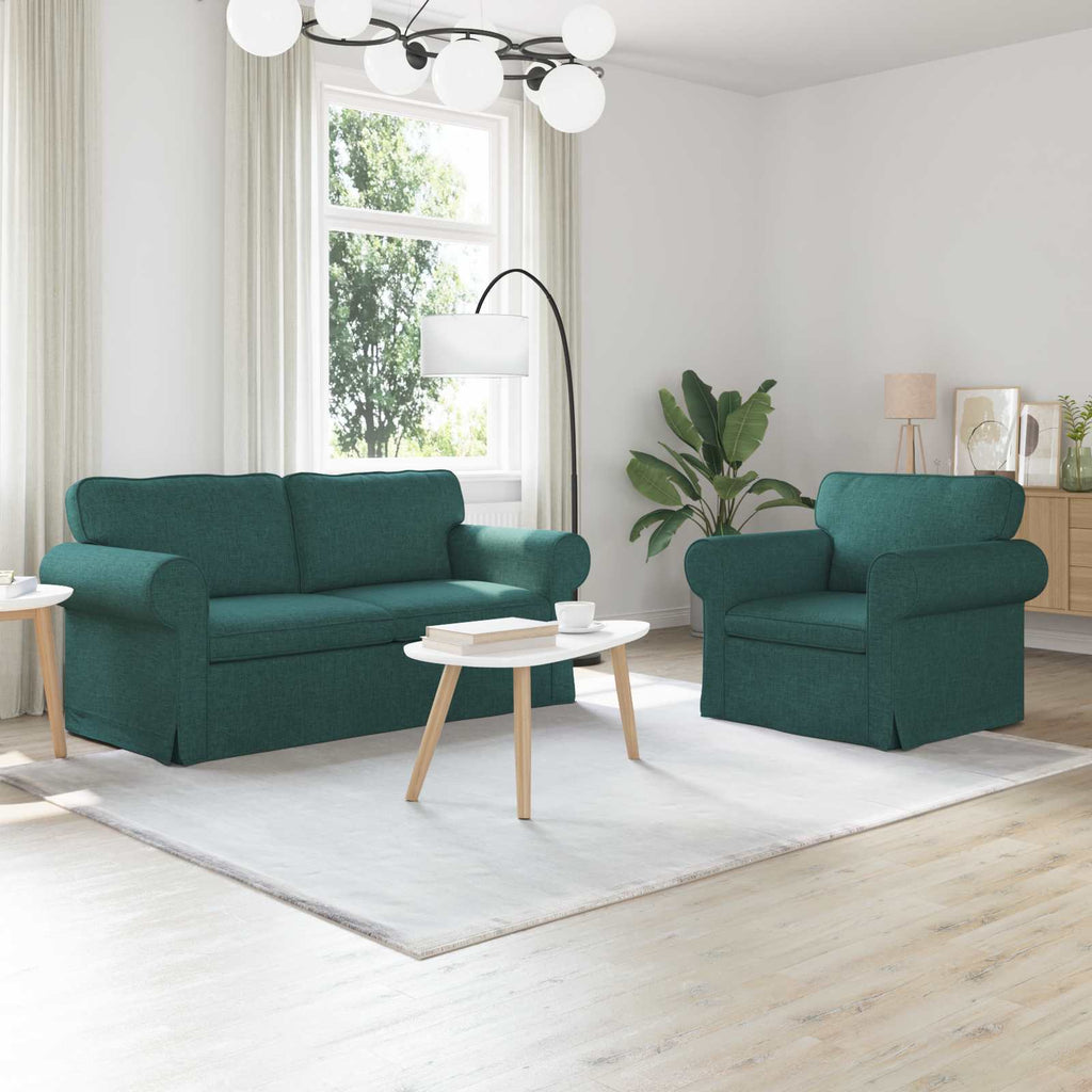 vidaXL Zestaw Sof 2 pcs Ciemna zieleń 175 x 82 x 80 cm tkanina