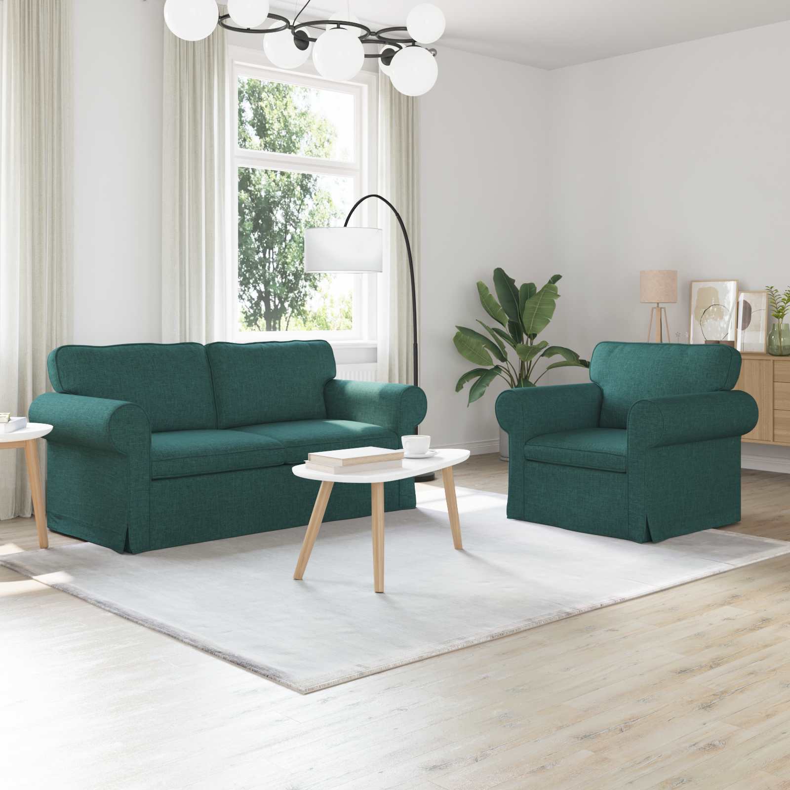 vidaXL Zestaw Sof 2 pcs Ciemna zieleń 175 x 82 x 80 cm tkanina