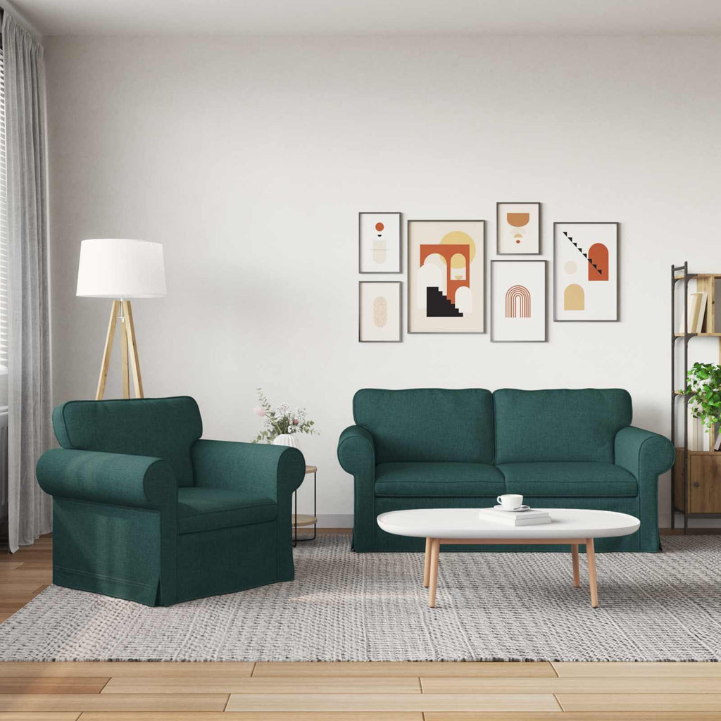 vidaXL Zestaw Sof 2 pcs Ciemna zieleń 175 x 82 x 80 cm tkanina
