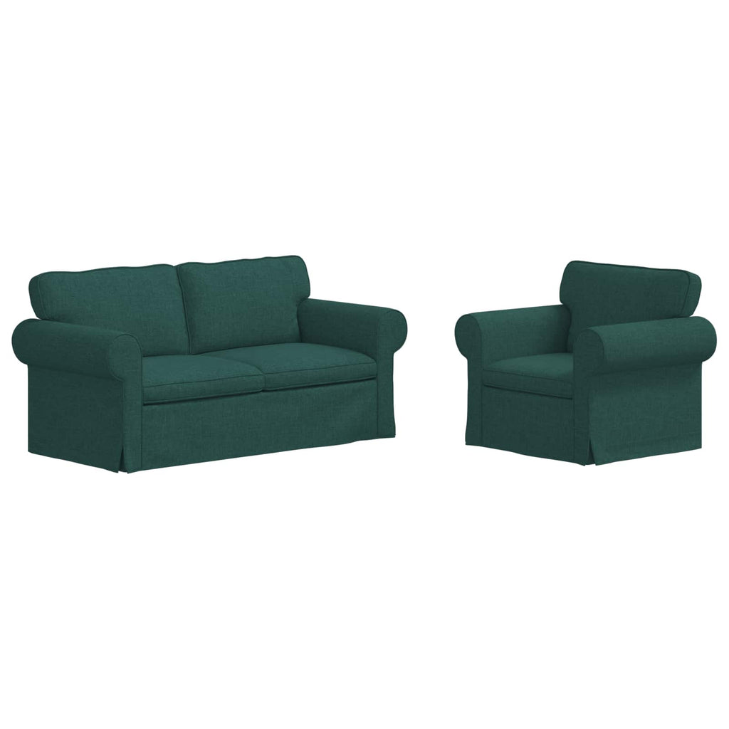 vidaXL Zestaw Sof 2 pcs Ciemna zieleń 175 x 82 x 80 cm tkanina