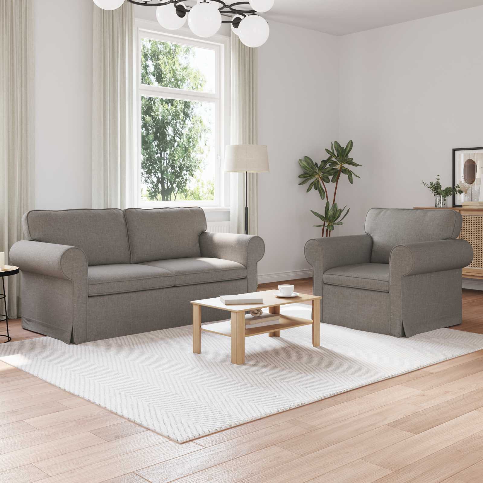 vidaXL Zestaw Sof 2 pcs Ciemnoszary 175 x 82 x 80 cm tkanina
