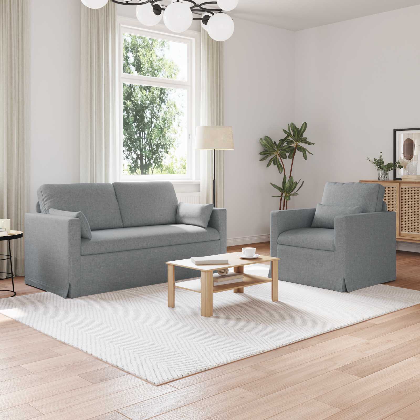 vidaXL Zestaw Sof 2 pcs Jasnoszary 158 x 78 x 80 cm tkanina