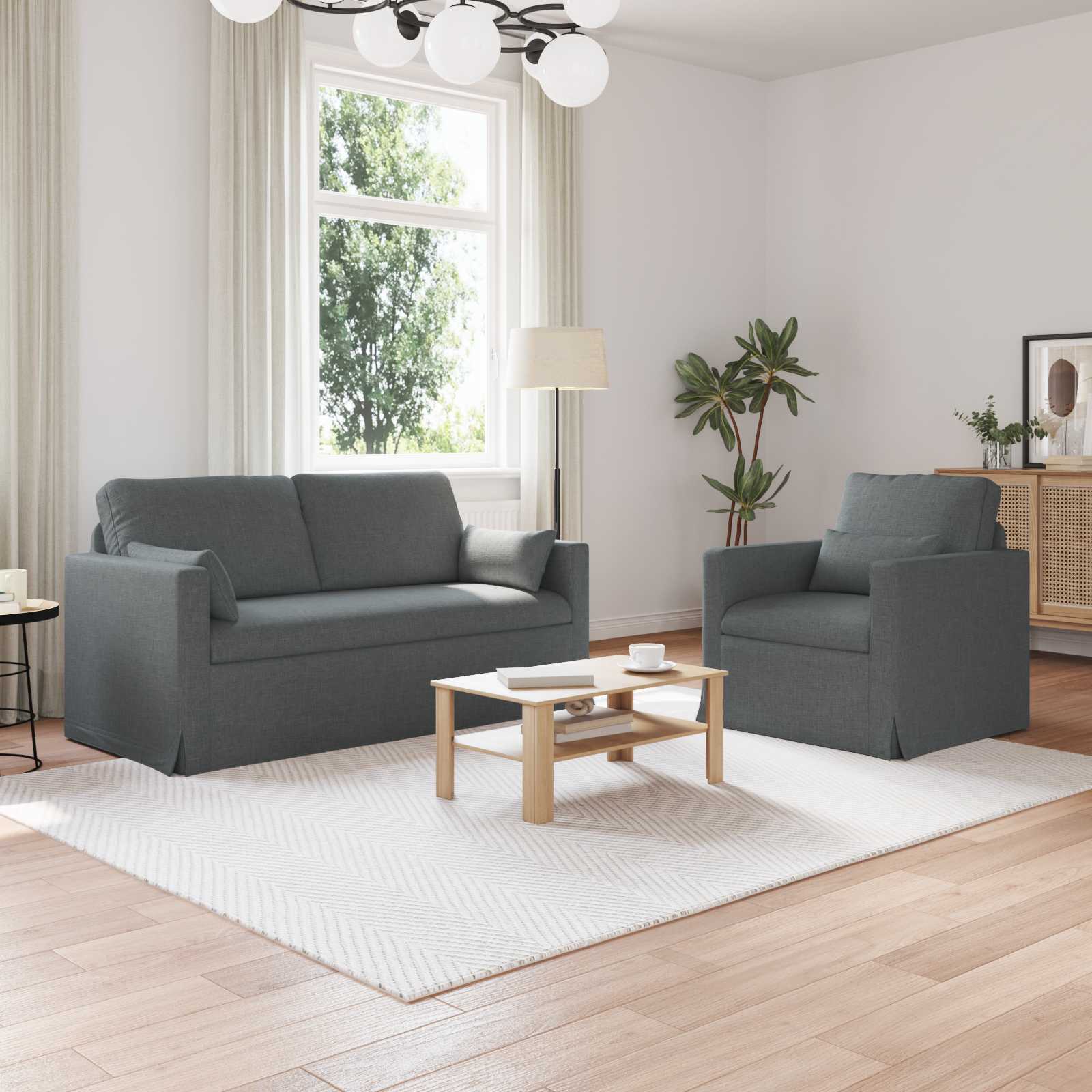 vidaXL Zestaw Sof 2 pcs Ciemnoszary 158 x 78 x 80 cm tkanina