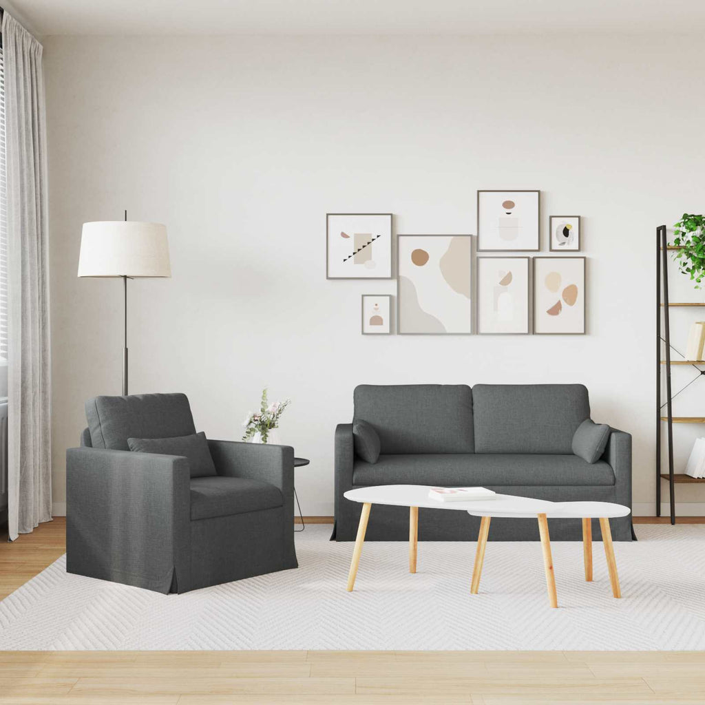 vidaXL Zestaw Sof 2 pcs Ciemnoszary 158 x 78 x 80 cm tkanina