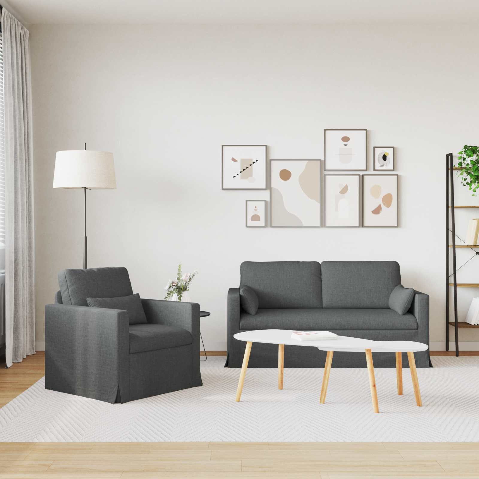 vidaXL Zestaw Sof 2 pcs Ciemnoszary 158 x 78 x 80 cm tkanina