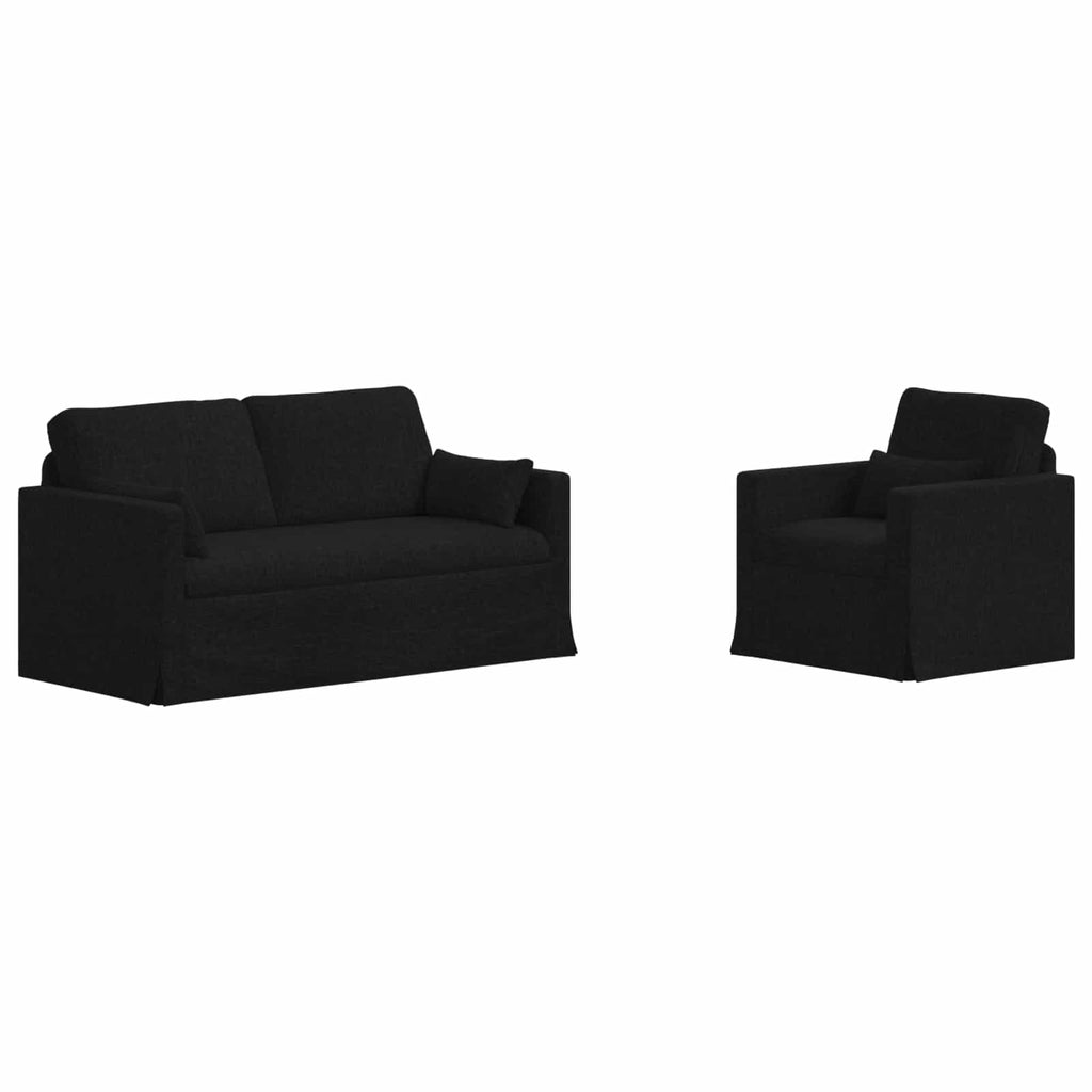 vidaXL Zestaw Sof 2 pcs Czarny 158 x 78 x 80 cm tkanina